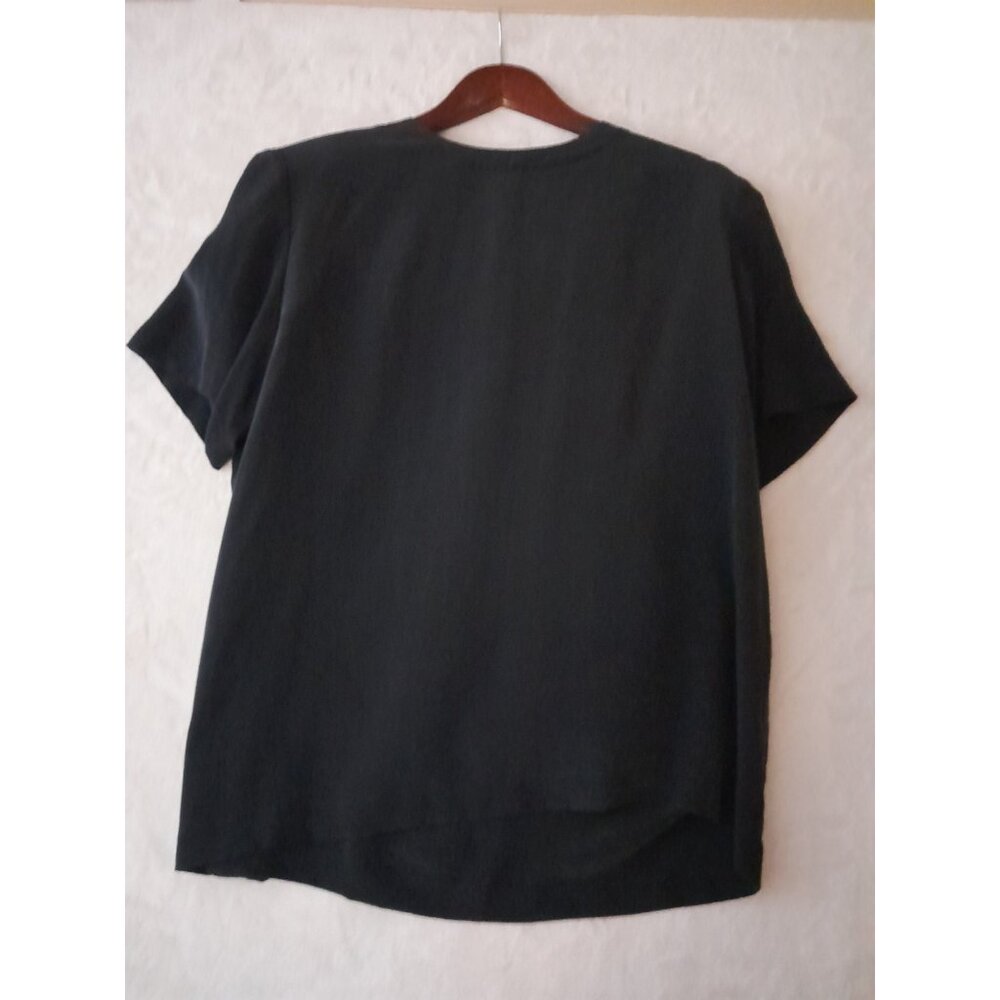 Westbound Black Short Sleeve Satin Blouse - Picture 5 of 10